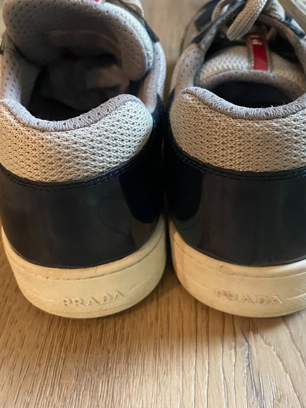 Prada Men's Patent Leather & Mesh Sneakers, 4E3166 Deep Blue Outdoor Size: 8 - Picture 11 of 12